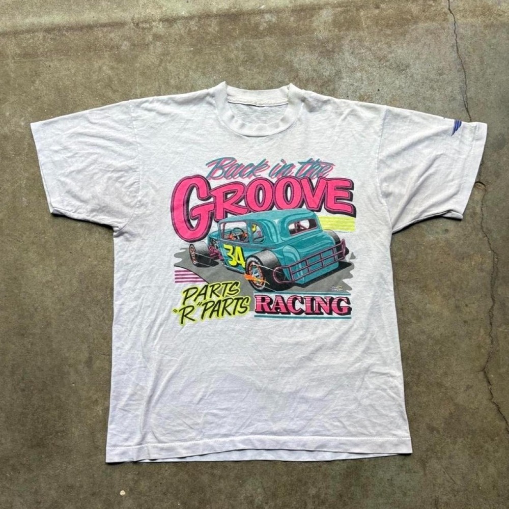 vintage 90s "back In The Groove" racing graphic tee  Size men's small
